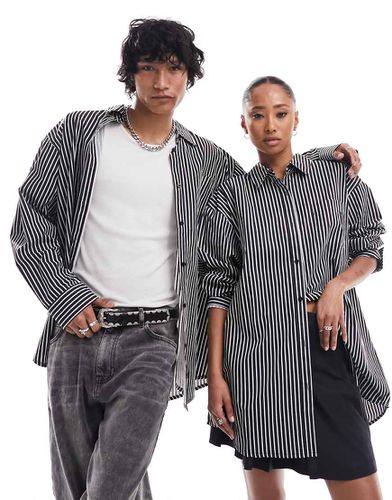 Unisex - Camicia oversize in cotone a righe bianche e nere - Collusion - Modalova