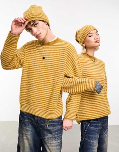 Unisex - Maglione cigliato oversize a righe senape - Collusion - Modalova