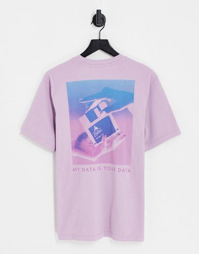 T-shirt lilla con stampa "Online" sul davanti e sul retro - Coney Island Picnic - Modalova