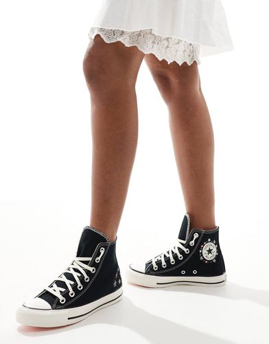 Chuck Taylor All Star Hi - Sneakers nere con fiori ricamati - Converse - Modalova