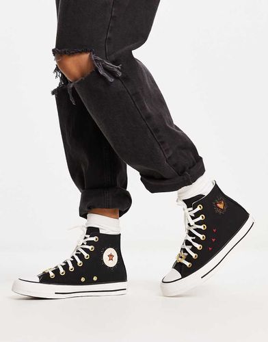 Chuck Taylor All Star Hi - Sneakers alte nere con cuore ricamato - Converse - Modalova