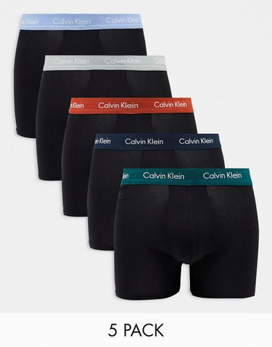 Confezione da 5 boxer aderenti neri con fascia colorata in vita - Calvin Klein - Modalova