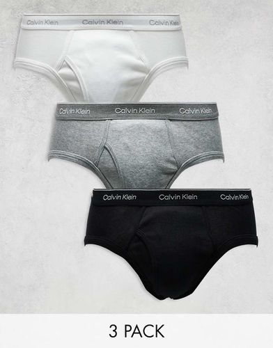 Cotton Classics - Confezione da 3 slip a vita bassa grigi/neri/bianchi - Calvin Klein - Modalova