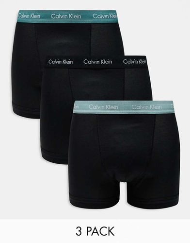 Cotton Stretch - Confezione da 3 boxer aderenti neri con fascia colorata in vita - Calvin Klein - Modalova