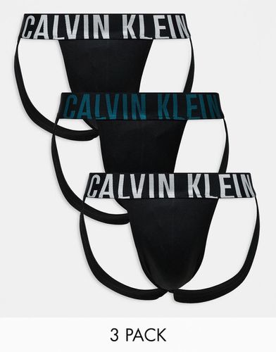 Intense Power - Confezione da 3 sospensori neri con fascia in vita con logo - Calvin Klein - Modalova