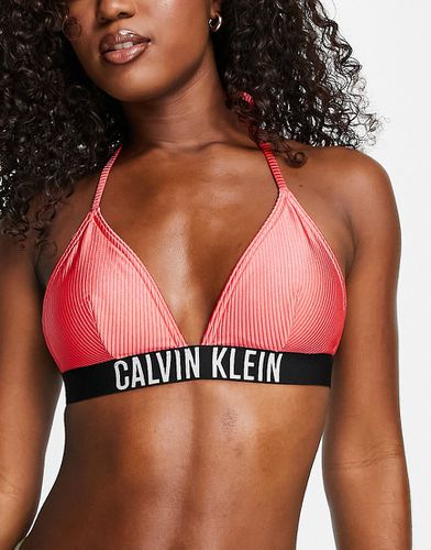 Top bikini a triangolo a coste con logo - Calvin Klein - Modalova