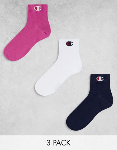Confezione da 3 paia di calzini corti rosa, bianchi e neri - Champion - Modalova