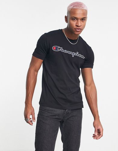 T-shirt nera con ampio logo - Champion - Modalova