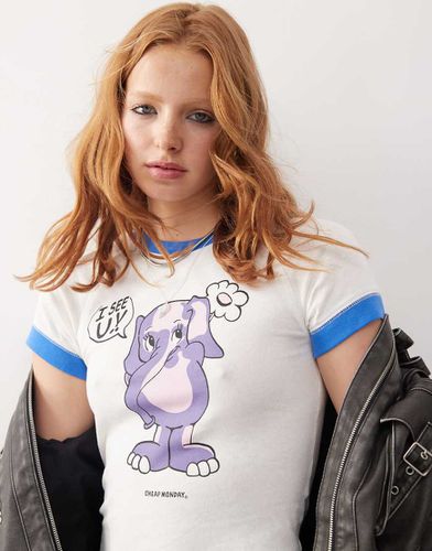 T-shirt aderente sporco con stampa di elefante e maniche raglan - Cheap Monday - Modalova