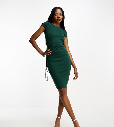 Vestito longuette smeraldo con maniche a sbuffo e dettagli stile corsetto - Closet London Tall - Modalova