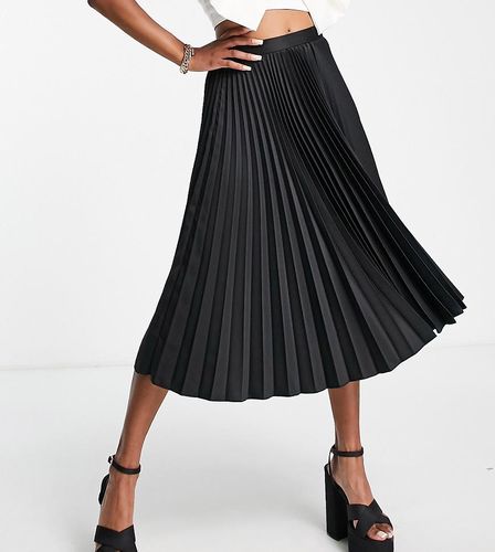 Gonna midi a pieghe nera - Closet London Petite - Modalova