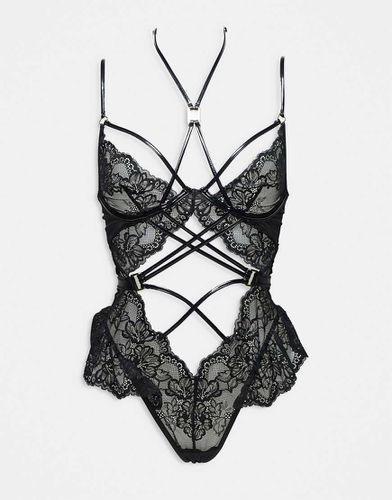 Affectionate - Body aperto a pagliaccetto in pizzo con fascette sottili - Ann Summers - Modalova