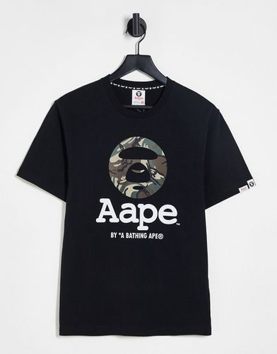 Aape By A Bathing Ape - OG Moonface - T-shirt nera con stampa mimetica - AAPE BY A BATHING APE® - Modalova