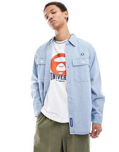 Aape By A Bathing Ape - Camicia in denim a maniche lunghe lavaggio azzurro - AAPE BY A BATHING APE® - Modalova