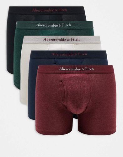 Confezione da 5 paia di boxer aderenti con elastico con logo in vita tono su tono - Abercrombie & Fitch - Modalova