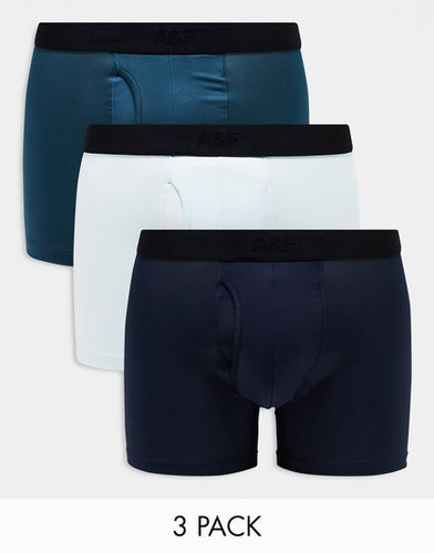 Confezione da 3 boxer aderenti tecnici blu con fascia in vita con logo tono su tono - Abercrombie & Fitch - Modalova