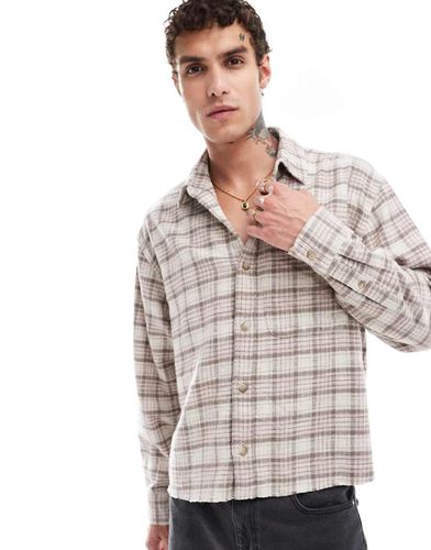 Camicia corta in flanella fiammata a quadri chiaro - Abercrombie & Fitch - Modalova