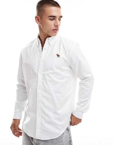 Camicia Oxford bianca con logo iconico - Abercrombie & Fitch - Modalova