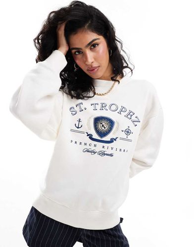 Felpa color crema con stampa "St. Tropez" - Abercrombie & Fitch - Modalova