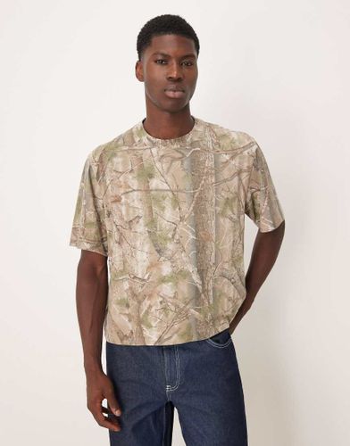 T-shirt crop top à manches courtes et imprimé camouflage en tissu épais de qualité supérieure - foncé - Abercrombie & Fitch - Modalova