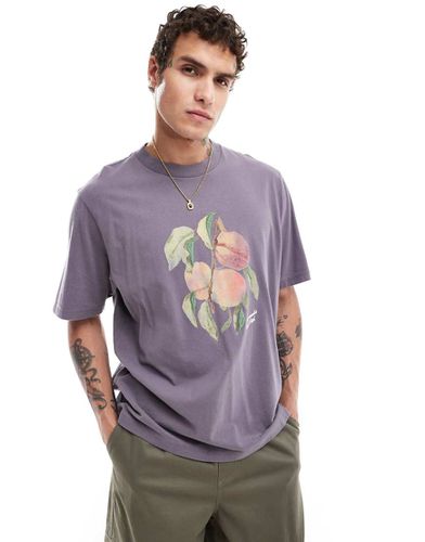 T-shirt oversize antracite con stampa di frutta e fiori - Abercrombie & Fitch - Modalova