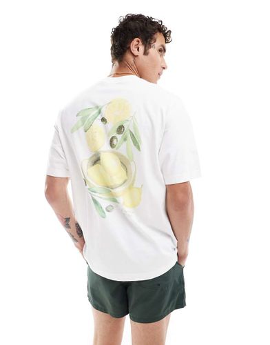 T-shirt oversize bianca con stampa di frutta e fiori sul retro - Abercrombie & Fitch - Modalova