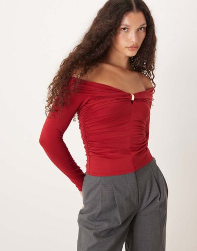 Top à manches longues avec épaules dénudées et détail métallique - Abercrombie & Fitch - Modalova