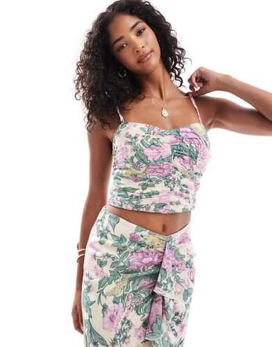 Top a reggiseno stropicciato a fiori con stampa in coordinato - Abercrombie & Fitch - Modalova