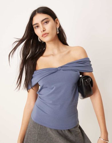 Top asymétrique torsadé à épaules dénudées - Indigo - Abercrombie & Fitch - Modalova