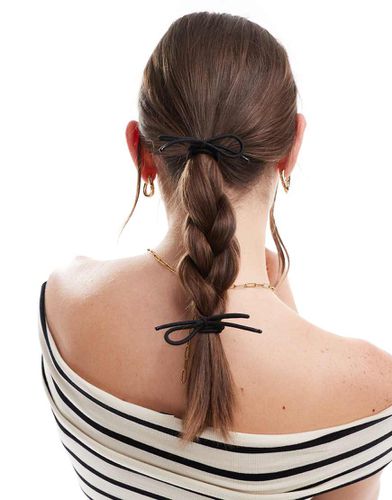 Elastici sottili per capelli neri con fiocco - Accessorize - Modalova