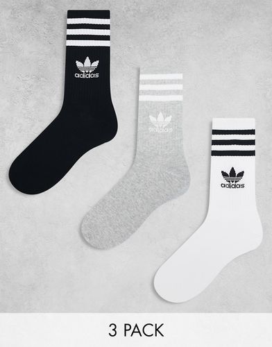 Confezione da 3 paia di calzini a metà polpaccio bianchi, grigi e neri - adidas Originals - Modalova