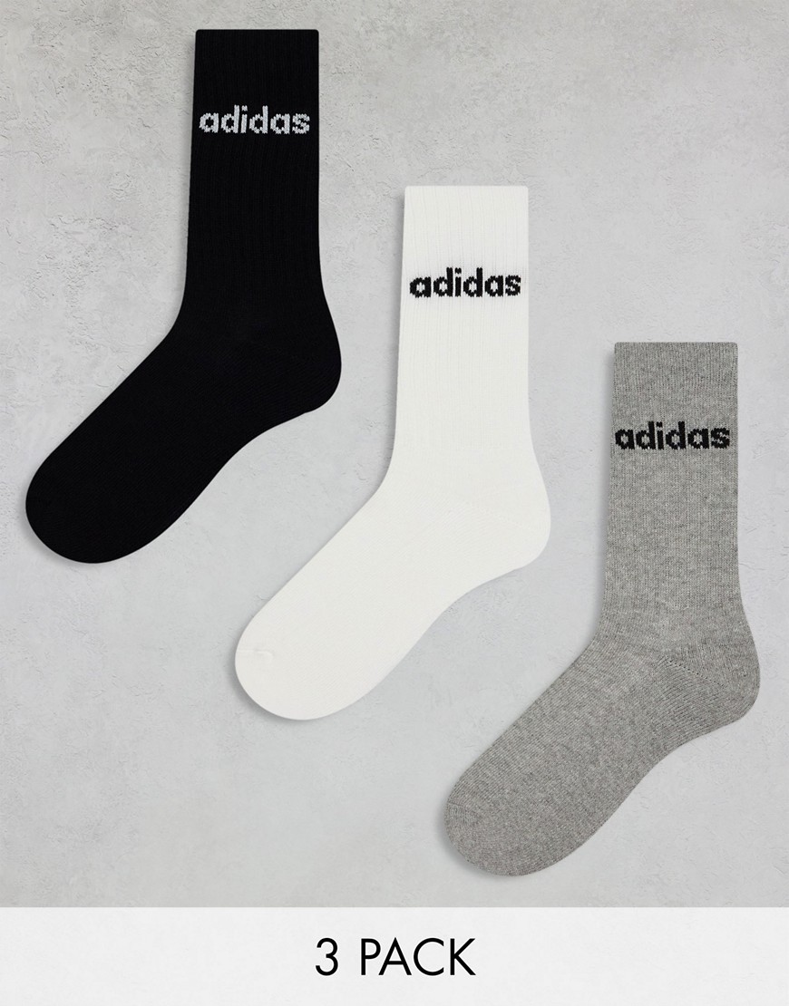 Confezione da 3 paia di calzini a metà polpaccio bianchi, grigi e neri - adidas Originals - Modalova