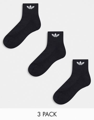 Confezione da 3 paia di calzini alla caviglia neri con trifoglio - adidas Originals - Modalova