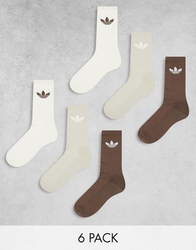 Confezione da 6 paia di calzini con trifoglio bianchi, grigi e marroni - adidas Originals - Modalova