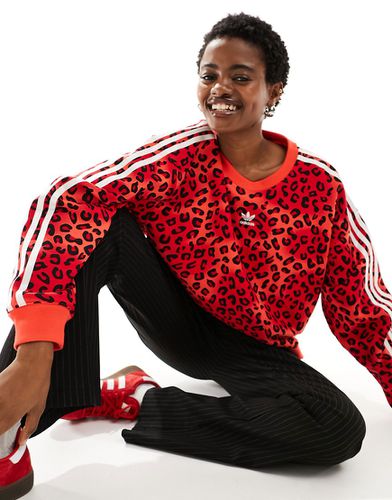 Leopard Luxe - Felpa rossa con stampa leopardata - adidas Originals - Modalova