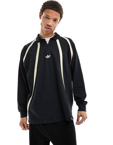 Polo unisex da rugby stile basket nera e bianco sporco - adidas Originals - Modalova