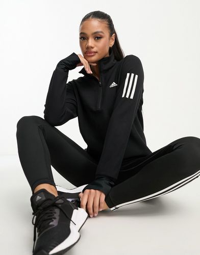 Adidas - Running Own The Run - Felpa nera con zip corta - adidas performance - Modalova