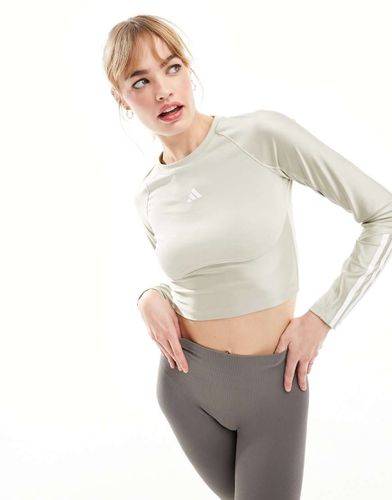 Adidas - Training Hyperglam - Crop top beige a maniche lunghe - adidas performance - Modalova