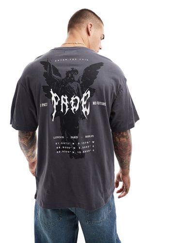 T-shirt oversize grigia con stampa di angelo "Fade" sul retro - ADPT - Modalova