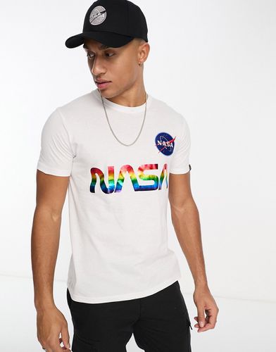 NASA - T-shirt bianca con logo laminato riflettente - Alpha Industries - Modalova