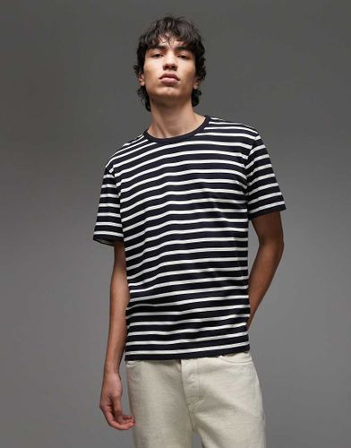 T-shirt oversize à rayures en tissu épais - Bleu et blanc - Arket - Modalova