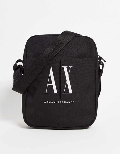 Borsa a tracolla con logo nera - Armani Exchange - Modalova