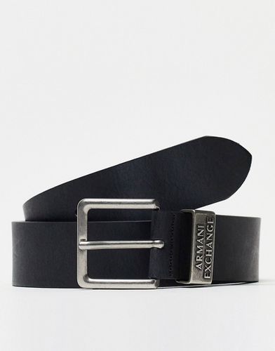 Cintura in pelle con logo nera - Armani Exchange - Modalova