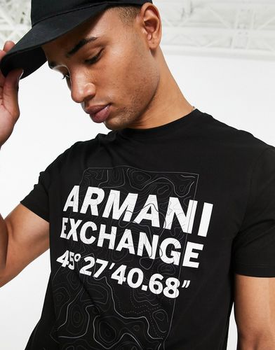 T-shirt comoda nera con logo grande - Armani Exchange - Modalova