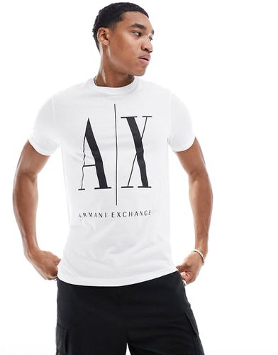 T-shirt bianca con logo grande nero - Armani Exchange - Modalova