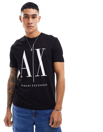 T-shirt nera con logo bianco grande - Armani Exchange - Modalova