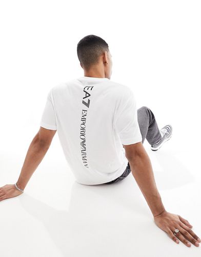 Armani - - T-shirt bianca con logo piccolo e stampa sul retro - EA7 - Modalova