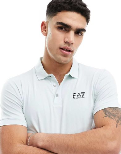 Armani - Polo azzurra in jersey con logo - EA7 - Modalova