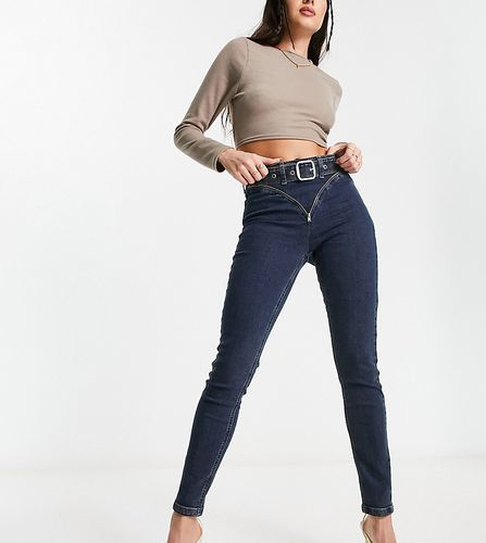 Jeans skinny scuri lavaggio sporco con zip e fibbia - AsYou - Modalova