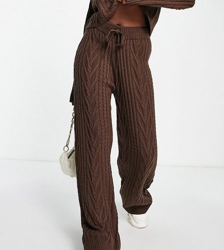 Pantaloni con fondo ampio in maglia a trecce color cioccolato in coordinato - AsYou - Modalova